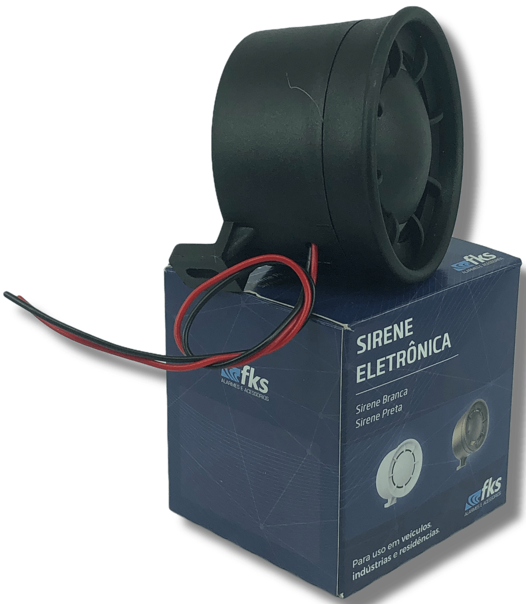 Sirene Bitonal Eletrônica Universal 12V FKS - Preto